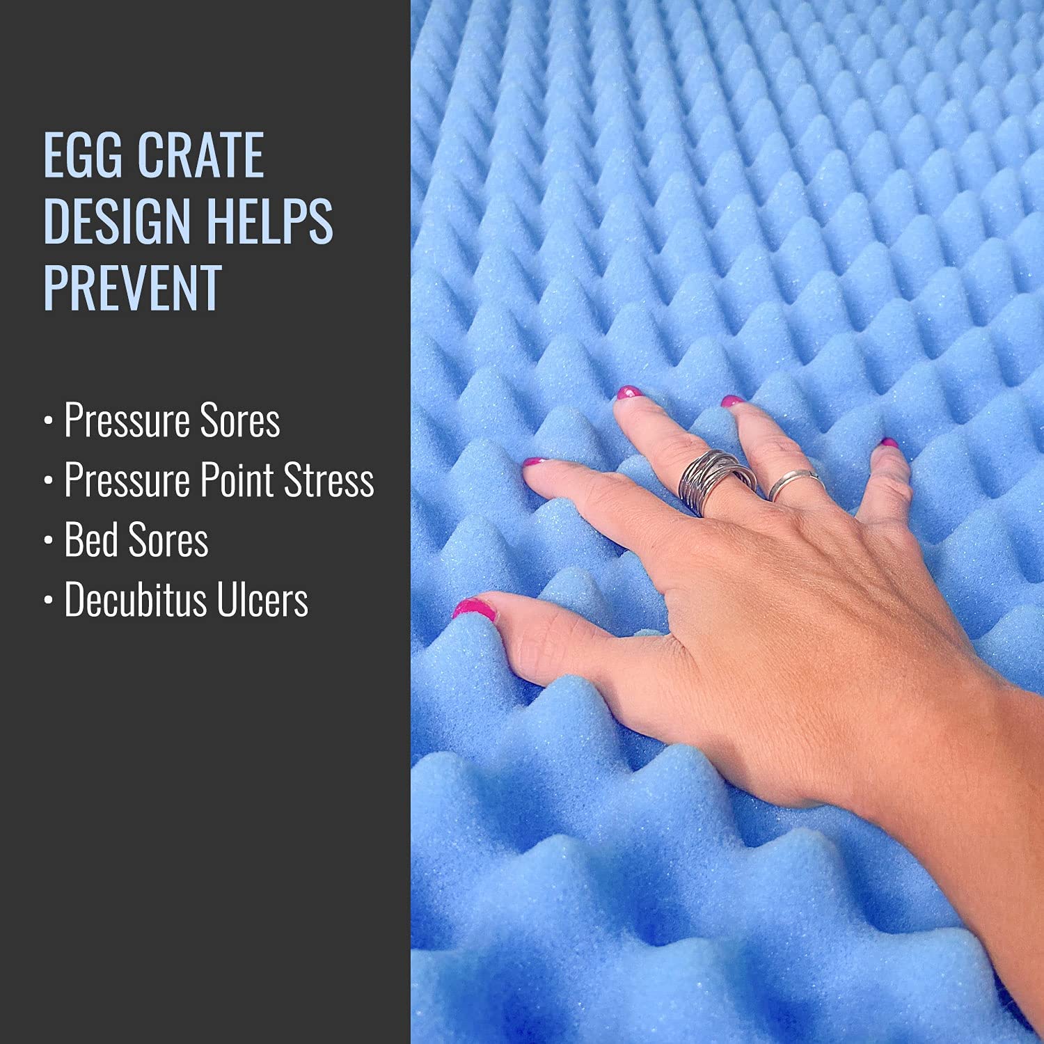 Foam Mattress Topper, Egg Crate Foam Pad, Mattress Pad and Bed Topper for Support, Air Circulation, Pressure Relief and Weight Distribution - primefoaminnovation 