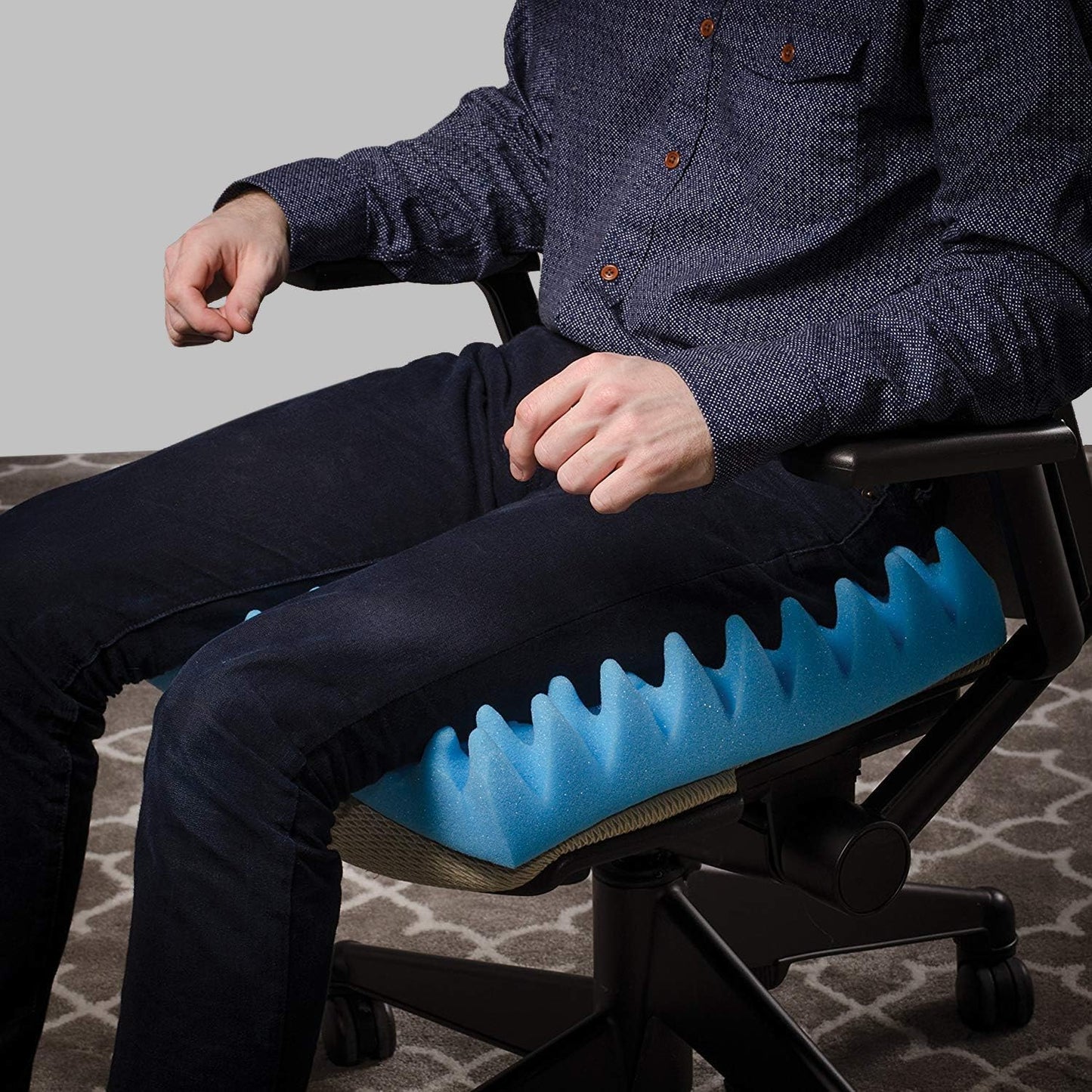 Prime Foam Egg Crate Sculpted Foam Chair Cushion, Seat Cushion for Car, Office Chair or Wheelchair Cushion to Relieve Back, Tail Bone Pain, Sciatica, 18x16x4, Without Back - primefoaminnovation 