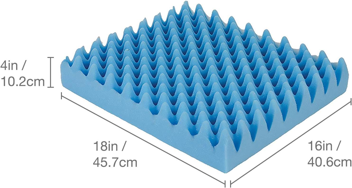Prime Foam Egg Crate Sculpted Foam Chair Cushion, Seat Cushion for Car, Office Chair or Wheelchair Cushion to Relieve Back, Tail Bone Pain, Sciatica, 18x16x4, Without Back - primefoaminnovation 