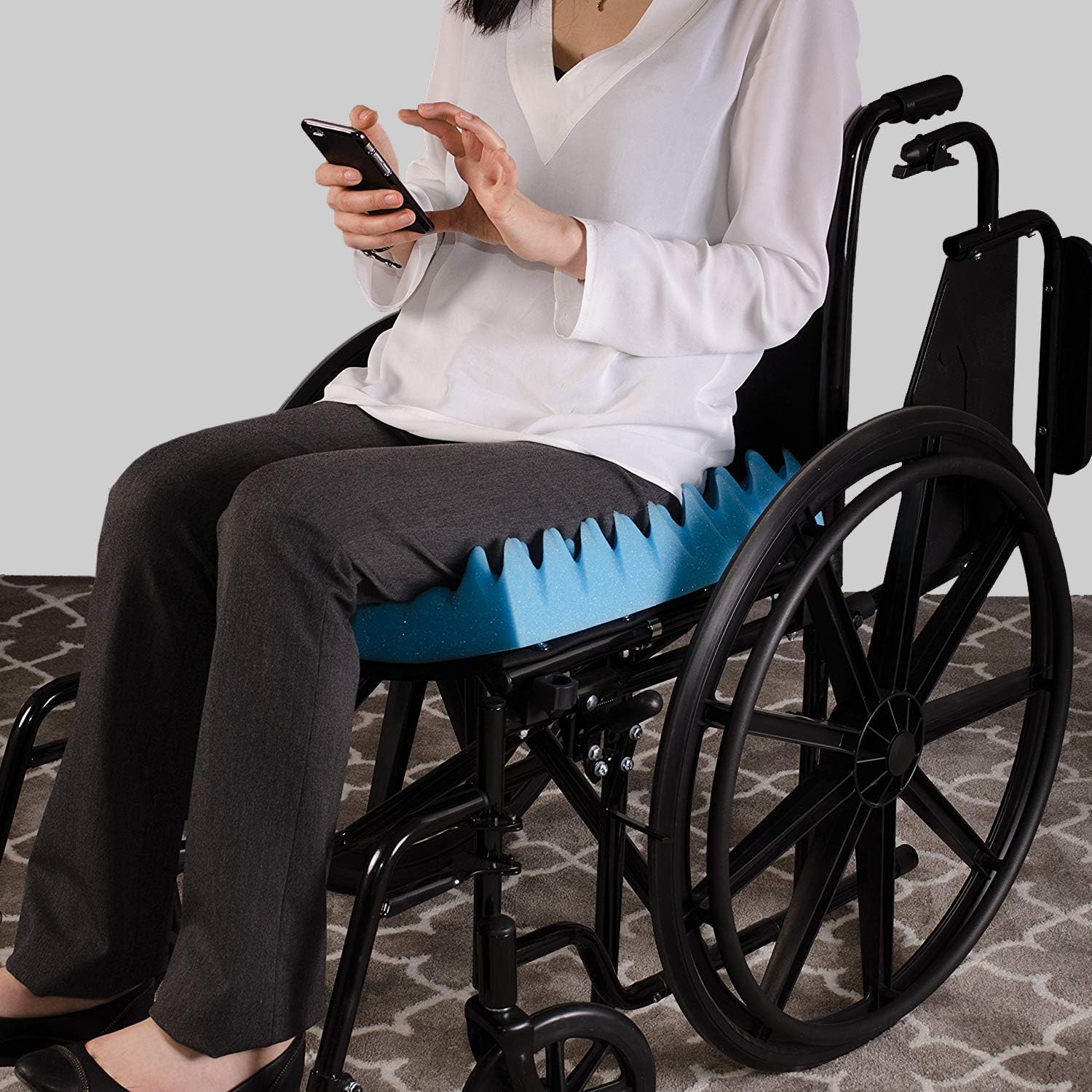 Prime Foam Egg Crate Sculpted Foam Chair Cushion, Seat Cushion for Car, Office Chair or Wheelchair Cushion to Relieve Back, Tail Bone Pain, Sciatica, 18x16x4, Without Back - primefoaminnovation 