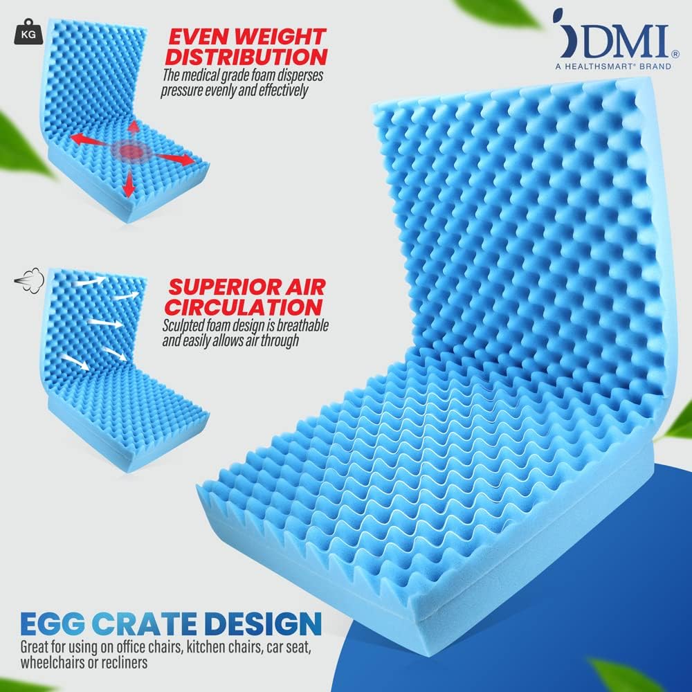 Egg Crate Sculpted Foam Car Seat Cushion, Office Chair Cushion Relieves Back Pain, Tail Bone Pain, Sciatica, 32 X 18 X 3, Full Back - primefoaminnovation 